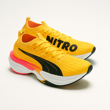 Puma Nitro Running Shoes – Vibrant Yellow with Black & Pink Accents | Lightweight Performance Sneakers
