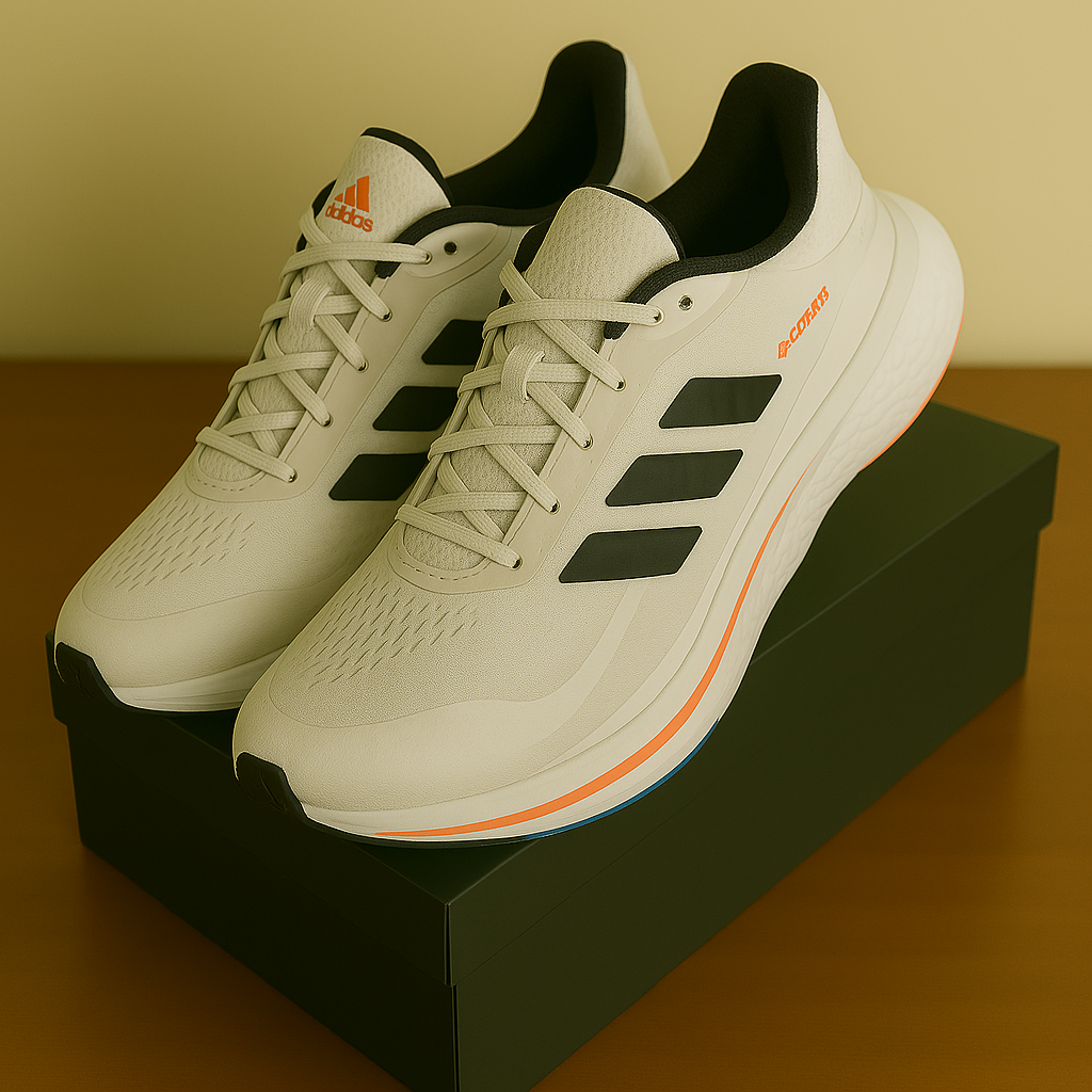 Adidas Performance Runners – White/Black with Color Accent Sole
