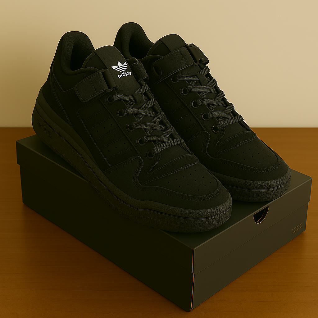 Adidas Forum Low Triple Black Sneakers – Men's Casual Streetwear Shoes